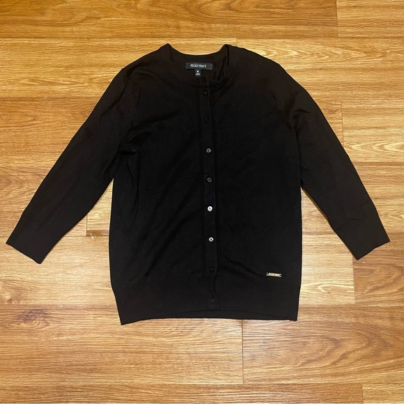 Ellen Tracy Button Up Cardigan, Three Quarter Sleeve in Black, Size Medium - Picture 1 of 8